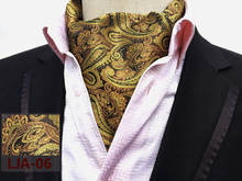 Nova moda masculina ascot ouro paisley luxo gravata cravat para o casamento 2024 - compre barato