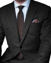 2020 Formal Winter Dark Grey Herringbone Business Men Suits Wedding Tailored Groom Tuxedo Slim Fit Groomsmen Blazer Masculino 2024 - buy cheap