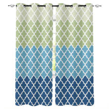 Nordic Morocco Gradient Blue Green Geometry Window Treatments Curtains Valance Window Curtains Dark Living Room Kitchen Outdoor 2024 - buy cheap