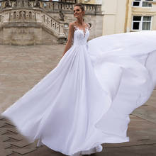 Beach Wedding Dress Scoop Appliques A-Line Wedding Gowns Chiffon Boho Simple White Bride Dresses vestidos de novia 2020 2024 - buy cheap