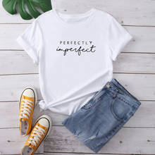 Camiseta feminina estampa perfeitamente, camiseta de verão feminina, manga curta gráfica, adolescentes 2024 - compre barato