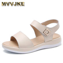 MVVJKE White sandals Women's summer shoes Comfortable Real leather platform sandals for walking students Sandal shoesE109 2024 - buy cheap