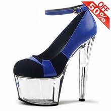 Sapatos de salto para mulheres, 7 estilos, azul, 19cm, plataforma gótica, gladiador, punk, novidade, modelos de cristal, sexy, para pole dance 2024 - compre barato