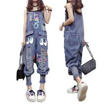 New Fashion Spring Summer Autumn Overalls for Women Hole Loose Casual Denim Jumpsuits Sleeveless Students Jean Pants Young Style 2024 - buy cheap