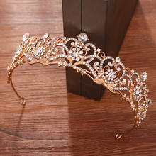 Tiara nupcial de ouro, acessório para casamento, coroa de cristal strass, joia para cabelo 2024 - compre barato