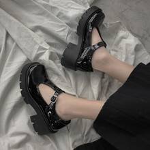 Small leather shoes female British style popular retro women's shoes Korean pumps wild 2020 new black thick heeled shoes women 2024 - buy cheap