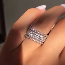 Сексуальное простое блестящее модное Двухслойное кольцо принцессы с кристаллами из горного хрусталя и цирконием для помолвки и свадьбы для женщин, ювелирное изделие, подарок 2024 - купить недорого
