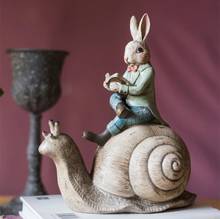 European Creative resin sculpture Rabbit reading riding a snail home garden decoration crafts living room decoration statue 2024 - buy cheap