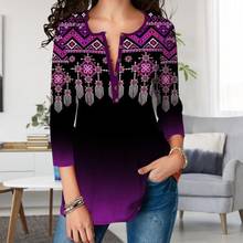 2021 New Summer Tops L-5XL Oversized Women Blouses 3D Gradient Print Cross V-Neck Loose Plus Size Blouse Tops Fashion Clothes 2024 - buy cheap