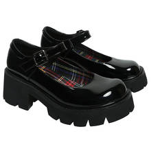 Retro lolita sapatos femininos couro de patente harajuku sapatos casuais creepers saltos do punk senhoras plataforma bombas gótico botas pretas 2024 - compre barato