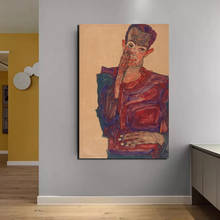 Egon Schiele Автопортрет щек холст картины печать гостиная украшение дома Современное украшение на стену, живопись маслом плакаты картина 2024 - купить недорого