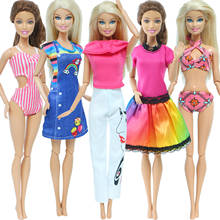 5 Pcs/Lot = 2 Sets Swimwear Bikini + 2 Pcs Dress Skirt + 1 Pcs Blouse Trousers Casual Wear Clothes for Barbie Doll Baby Kids Toy 2024 - buy cheap