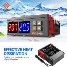 STC-3018 двойной цифровой светодиодный контроллер температуры C/F термостат терморегулятор инкубатор DC 12V 24V AC 110 V-220 V 10A NTC сенсор 2024 - купить недорого