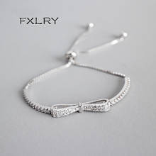 FXLRY Hot Selling Romantic Silver color Brilliant Bow CZ Adjustable Bracelets Bangles For Women Party Gift 2024 - buy cheap