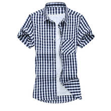 M-7XL Plus Size Mens Shirts New Summer Men Plaid Shirt Fashion Mens Dress Shirts Sleeve Mens Checkered Shirts Short Sleeve Shirt 2024 - buy cheap