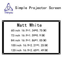 Thinyou 60inch 72inch 84inch 100inch 120inch 16:9 Simple White Wall Mounted Curtain Portable Folded HD Projector screen 2024 - buy cheap