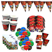 Decoração para festa com tema ninja 126 mbps, copos de papel, pratos, chapéus, bandeja, chá de bebê, crianças, acessórios para festa de aniversário 2024 - compre barato