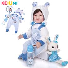 22 Inch KEIUMI Smilling Cloth Body Reborn Baby Doll 55 cm Silicone Bebe Dolls Toy Kids Playmates For Children's Day Gifts 2024 - buy cheap