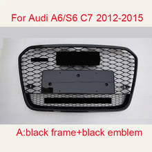 Para rs6 estilo frente esporte hex malha favo de mel capa grill preto para audi a6/s6 c7 2012 2013 2014 2015 acessórios de estilo do carro 2024 - compre barato