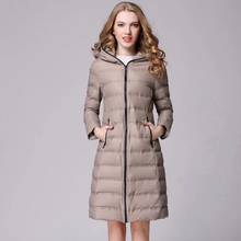 Jaqueta feminina de inverno com capuz, casaco longo, quente, coreano, 2020, roupa feminina, inverno 2024 - compre barato