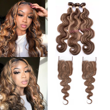 Highlight Brazilian Body Wave Bundles With 1x4 Closure Human Hair Bundles With T Part Closure Brazilian Hair With Lace Closure 2024 - buy cheap