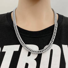 Punk Hip Hop Thick and Wide Street Trend Hip Hop Fashion Simple Double Twisted Chain Titanium Steel Necklace Jewelry 2024 - buy cheap