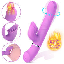 Tongue Kiss Rabbit Double Vibrator G-Spot Vibration Silicone Clit Dildo Vibrator Masturbator Adult Sex Toys for Women Sex Shop 2024 - buy cheap