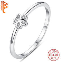 BELAWANG Plata de Ley 925 auténtica anillo de dedo de Margarita CZ transparente para mujer anillo de flor de boda de fiesta joyería fina 2024 - compra barato