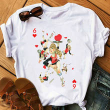 Camiseta kpop carta gráfica camisetas tees poker kawaii Coreano naipes 6 camiseta mujeres 80s estético ropa mujer verano top tops 2024 - compra barato