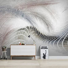 Papel pintado 3D Simple y moderno, Líneas geométricas abstractas de plumas, foto, murales de pared para sala de estar, dormitorio, decoración del hogar, Pintura Artística de pared 2024 - compra barato