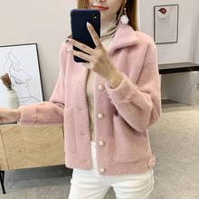 Women 2020 Spring Autumn New Faux Mink Cashmere Cardigans Female Casual Sweater Coat Thick Warm Knitted Short Outerwear Y627 2024 - buy cheap