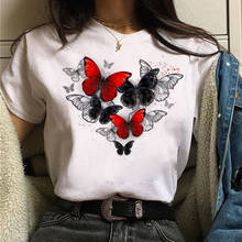 Fashion Female Tshirt Butterfly graphic printing Short Sleeve tshirt Round Neck White  Ladies tee shirt women top tee 2024 - buy cheap