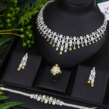 Missvikki naija conjunto de joias de casamento feminino, 4 peças de luxo conjunto de zircônio cúbico bicolor colar vestido de noiva africano 2024 - compre barato