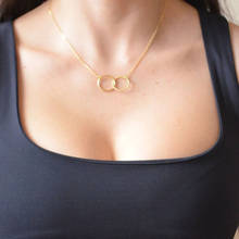 HebeDeer-collar de doble círculo de moda para mujer, joyería de Color plateado, collar clásico de acero inoxidable, cadena 2024 - compra barato