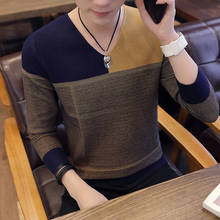 2020 Spring Long Sleeve Knitted Sweaters Casual Men Sweater Color Patchwork O-Neck Top Blouse Pullover Men's Solid Clothing C258 2024 - buy cheap