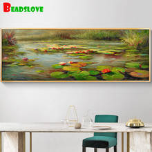 Large 3D Famous Water Lotus Diamond painting Full Square round Diamond Mosaic lily,landscape diamond embroidery ,decor home 2024 - buy cheap