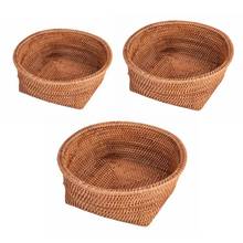 Wicker Rattan Basket Hand Woven Bread Tray Food Fruit Vegetable Bowl Candy Snack  2024 - buy cheap