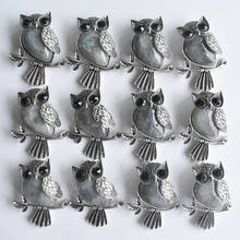 New Fashion Vintage copper Plated Owl Natural ShimmerStone pendants for jewelry making wholesale 8pcs/lot free shipping 2024 - buy cheap