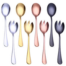 Juego de cucharas grandes de acero inoxidable para ensalada, Set de tenedor de 4 colores para postre, café, aperitivos, fruta y postre, herramienta de cocina 2024 - compra barato