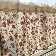 Korean Style  Cotton Linen Roses Printed Lace Short Curtain /Door Curtain  Kitchen /Bathroom Decorative  Partition Curtain 2024 - buy cheap