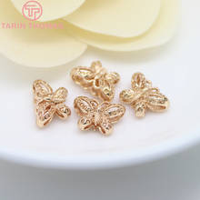 6 uds 12x8,5 MM 24K oro champán Color plateado latón 3D mariposa perlas de espaciador granos de la pulsera de joyería de calidad Accesorios 2024 - compra barato