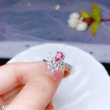 KJJEAXCMY бутик ювелирных изделий 925 с инкрустацией, из чистого серебра натуральный розовый турмалин драгоценный камень кольцо женский Поддержка обнаружения 2024 - купить недорого