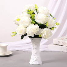 Пластиковая ваза для цветов, украшения для дома, имитация керамической вазы, молочно-белый цветочный горшок, цветочная корзина в скандинавском стиле, элемент декора дома 2024 - купить недорого