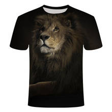 Camiseta masculina com estampa animal leão/lobo, design casual para homens, camiseta para o dia das bruxas com estampa 3d 2024 - compre barato