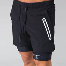 Мужские спортивные шорты 2 в 1, с карманами на молнии, для спортзала, для бега, быстросохнущие, летние, 2021 2024 - купить недорого
