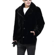 Casaco de inverno parka masculino casaco de manga longa vison casaco de pele do falso casaco de pele grossa jaqueta preta outwear 2024 - compre barato