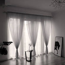 Xunyour cortinas de tule branco sólido para sala de estar, cozinha, tratamento moderno, cortinas de tule, cortinas de janela pura para o quarto 2024 - compre barato