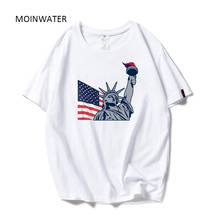 MOINWATER-camisetas de la Estatua de la libertad para mujer, camisetas informales de algodón blanco y negro, camiseta de manga corta para mujer MT19118 2024 - compra barato