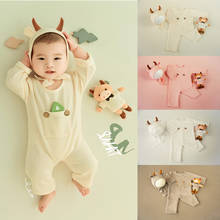 3Pcs/Set Newborn Photography Clothing Cute Horned Hat+Jumpsuit+Calf Doll Baby Photo Props Accessories Baby Photography Clothes 2024 - buy cheap