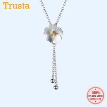 Trusta Solid 925 Sterling Silver Necklace Cherry Blossoms Tassel Pendant High Quality Made Gift For Teen Girls Wife DS1371 2024 - buy cheap